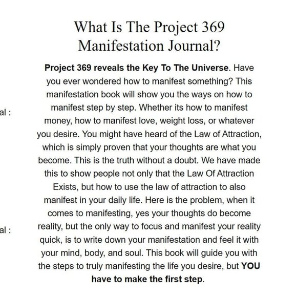 NEW Project 369 Manifestation Journal - Picture 6 of 8